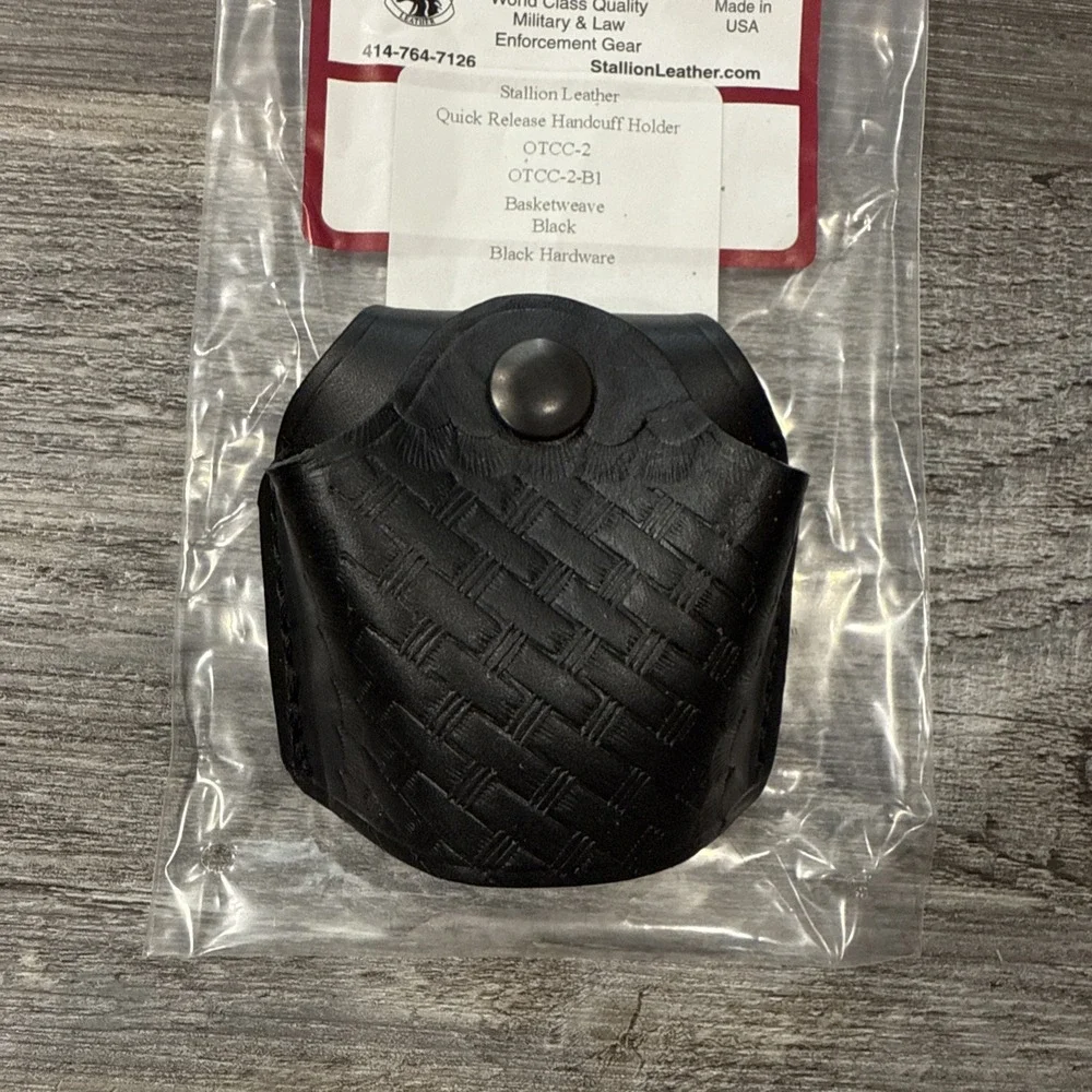Stallion Leather Gear Quick Release Handcuff Holder Basketweave